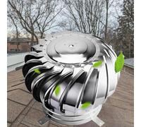 Ventilador de techo de 20 pulgadas, aluminio de 500 mm, plateado, tapa de turbina eólica de escape, ventilación de techo, rotación sin alimentación, fácil instalación, ventilador redondo giratorio de