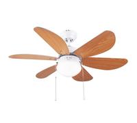 Cecotec Ventilador de Techo con Luz EnergySilence Aero 360. 50 W, Bajo consumo, 91 cm de Diámetro, 6 Aspas Reversibles, 3 Velocidades, Función Invierno, Acabado en blanco/madera, Bombilla No Incluida