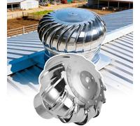 Ventilador de techo de acero inoxidable 304 de 300 mm, diseño industrial, color plateado, impulsado por el viento, para ventilación de chimenea, fácil instalación, sin motor, giratorio, resistente a