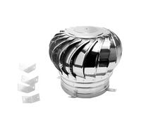 Ventilador de techo de acero inoxidable sin alimentación, rotación de turbina, funcionamiento silencioso a prueba de lluvia, con 4 pies de montaje, para cobertizo de tubo de secadora en el hogar