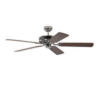 Ventilador de techo de acero Potkuri con aspas reversibles nogal/nuez con incrustación de ratán, 132cm por Pepeo