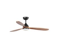 Faro Poros Ventilador de techo grande de 3 aspas, color negro mate y nogal, con luz de 2700 K