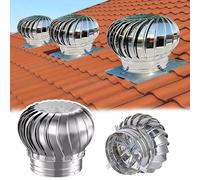 Ventilador de techo de turbina, tapa de escape de 20 cm, ventilación de techo, ventilador de techo de acero inoxidable, tapa de turbina de viento, cubierta de escape giratoria redonda para tapas de
