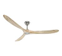 Diseñador Ventilador Sin Luz Eco Genuino Cromo Madera 180CM Mando a Distancia