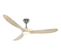 Ventilador de Techo Energiespar Con LED Luz Eco Genuino Cromo/Madera Hell 152cm