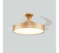 Ventilador de techo empotrado con luz, control remoto regulable y reversible, lámpara LED moderna de espectro completo, 3 temperaturas de color, 6 velocidades, motor silencioso (106 cm, dorado)