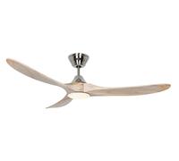 Ventilador de Techo Energiespar Con LED Luz Eco Genuino Cromo/Madera Hell 152cm