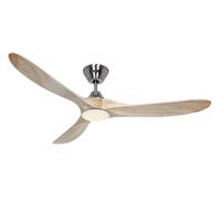 Ventilador de Techo Energiespar Con LED Luz Eco Genuino Cromo/Madera Hell 152cm [EEK: F]