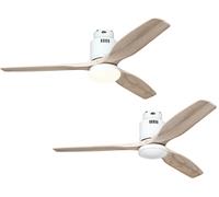 Ventilador de Techo Energiespar Lámpara Con Mando Aerodynamix Blanco Madera Hell