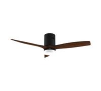 EVVO Ventilador de Techo V552 Dark Wood 132 cm (52"), Luz LED 3 Tonos, Motor 40W DC Silencioso, Aspas Blancas, Mando a Distancia, Modo Invierno/Verano, Temporizador