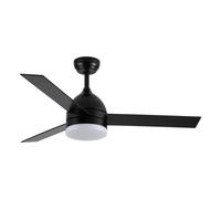Fabrilamp Ventilador DC LEGIO – Negro, 3 aspas reversibles Negro/Roble, 3 temp. luz, mando incluido