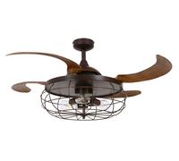 Ventilador De Techo Fanaway Industrial Bronce 122cm Con Luz LED Y Mando