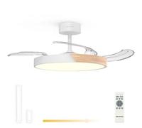 Grunkel SKYDUAL42 Ventilador de Techo 42” | Motor DC 30W | 4 Aspas | Luz LED 24W | 6 Velocidades | Rotación Inversa | Mando a Distancia | Blanco/Madera