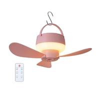 Ventilador de techo inalámbrico | Mando a distancia con luz 1800 mAh recargable USB | Ventilador inteligente de techo para exterior, para excursiones, jardín, patio, cobertizo, garaje, balcón