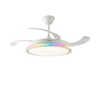 InnovaGoods - Ventilador de Techo con Luz LED Central y Aro RGB Multicolor, Mando a Distancia, Aspas Retráctiles, 6 Velocidades, Función Verano-Invierno, Temporizador, Motor DC, Silencioso, 70 W