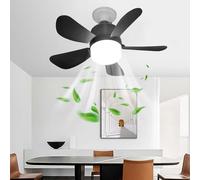 Ventilador de techo inteligente de 40 cm con luces y control remoto - Diseño moderno LED blanco regulable, montaje empotrado, motor de CA silencioso de 3 velocidades, luz de 5 aspas de 20 W para dorm