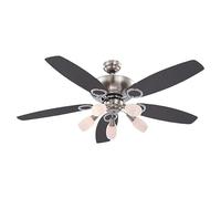 Ventilador de techo Jerry (Níquel mate, Opal, Haya/grafito, 130 cm, 40 W)