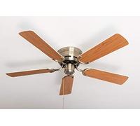 Pepeo GmbH Ventilador de techo Kisa Deluxe latón antiguo sin luz - ala blanca/arce incluyendo el interruptor de tirar