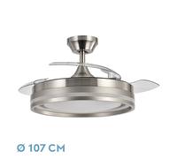 Ventilador de techo led cerrato abrila níquel, 107 cm, 72w, 3 aspas d