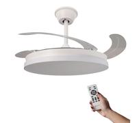 M mimotec - White Olga Ventilador de Techo LED 66W con Luz CCT Regulable y Control de Intensidad, Motor DC 30W+Luz Led 36W, Silencioso, 6 Velocidades, 4 Aspas Retráctiles, Temporizador.