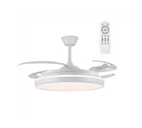 wonderlamp - Ventilador de Techo grande con aspas retráctiles, Silencioso Michu Blanco, Ø120 cm, Motor DC 6 Velocidades, LED 80W 9000 lm Regulable CCT, Mando a Distancia, Modo Verano/Invierno