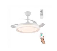 wonderlamp - Ventilador de Techo Silencioso, SMART Control por Mando y App, Nestera Evo Blanco con Aspas Retráctiles Ø106 cm, Motor DC 6 Velocidades, LED 72W 7920 lm Regulable CCT