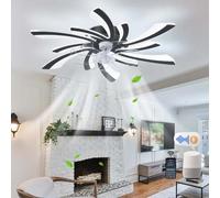 Ventilador de techo LED con control remoto, silencioso, tipo candelabro, moderno, con 6 velocidades de viento, luz LED regulable, compatible con Alexa y Google Assistant, ideal para sala de estar, do