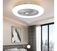 Ventilador de techo LED con iluminación moderna regulable de 72 W, luz ultra silenciosa, fuente invisible, lámpara ajustable, lámpara de techo con temporizador para dormitorio, lámpara de araña para