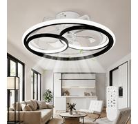 Ventilador de techo LED con luz, 50 cm, de tres , silencioso con control remoto; regulable y reversible; para dormitorios y salas de estar