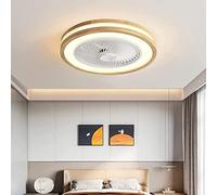 Ventilador de Techo LED de Madera Moderno con luz, Ventilador Invisible, Ventilador de Techo Ultra silencioso con iluminación para Comedor, Dormitorio y habitación Infantil. Luz de Techo reg