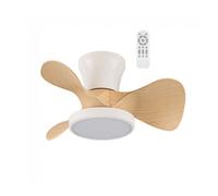 wonderlamp - Ventilador de techo pequeño ø56cm LED Merial Blanco+Haya CCT 3000-4000-6000K 20W con Temporizador y Mando