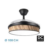 Ventilador de techo led moda fabrilamp negro/cañizo oscuro, 108 cm, 7