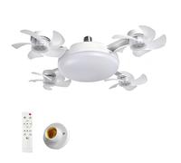 Ventilador De Techo LED Moderno Con Luz E27, Ventilador Plegable Con Control Remoto, Silencioso, Lámpara De Techo Regulable Para Dormitorio, Sala De Estar, Comedor Y Oficina,B 1pc