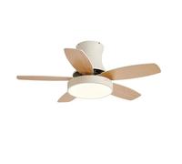 Ventilador de techo LED moderno, lámpara de araña con control remoto, reversible, temporizador de 1/2/4 h, regulable en 3 temperaturas de color, 5 aspas de madera, motor silencioso de 6 velocidades