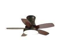Ventilador de techo LED moderno, lámpara de araña con control remoto, reversible, temporizador de 1/2/4 h, regulable en 3 temperaturas de color, 5 aspas de madera, motor silencioso de 6 velocidades