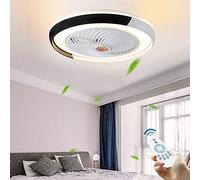 Ventilador de techo LED oculto con luz, lámpara contemporánea invisible y creativa de 36 W, regulable con control remoto para sala de estar, dormitorio, habitación infantil, lámpara de araña ultra si