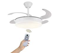 Ventilador de Techo Luz LED 72W Retráctil y Silencioso - Lámpara Ventilador Aspas Plegables con 3 Tonos de Luz (3000-4000-6000K) - 6 Velocidades, Memoria, Modo Verano Invierno, Ø92 cm