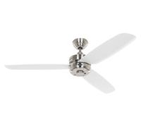 CasaFan Night Flight Ventilador De Techo 3 Aspas Sin Luz, Cromo Blanco, Mando