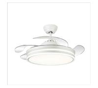 FABRILAMP - Ventilador de Techo con Luz LED 59W | Motor DC Modelo BAYOMO | 4 Aspas Retráctiles | 3 Tonalidades | 6 Velocidades | Control Remoto | Temporizador | Silencioso, Blanco, Mediano