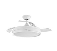 ABRILA Ventilador DC TEMPANO Blanco, 3 aspas desplegables, 6 vel., 3 tonos de luz, mando a distancia