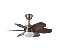 Ventilador dc alves 2xe27 cuero 6 aspas rev. cerezo/nogal 41x85d c/ r