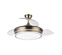 FABRILAMP AKUNADECOR - Ventilador de Techo Dorado Modelo BAYOMO S con Motor DC y 4 Aspas Retráctiles | Luz LED 59W | 3 Tonalidades | 6 Velocidades | Control Remoto | Función Invierno/Verano