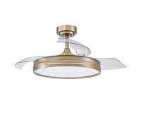 Fabrilamp Ventilador de techo Micenas L DC 72 W LED Dorado Cuero retráctil Ø108 cm
