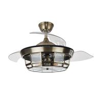 ABRILA-Ventilador DC Tornado Cuero| 3xE27 | 91D | 3 Aspas Retráctiles | 6 Velocidades | Control Remoto y Temporizador