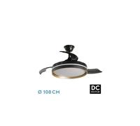 ABRILA- Ventilador DC Mandarin Negro/Oro| Luz Regulable 3000-6000K | 72W | Aspas Desplegables | Mando a Distancia + Temporizador