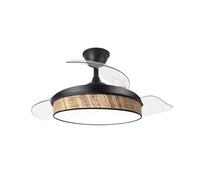 Ventilador dc moda 72w negro/cañizo oscuro 108d 3aspas 7200lm 3000k,4000k,6000k remoto+memoria+temporizador