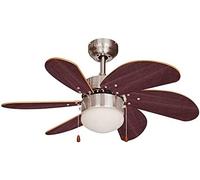 Edm Ventilador de Techo Aral Wengue/Níquel Satinado Ø76cm 50W 3 Velocidades