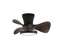 Ventilador de techo modelo CANDY negro madera, motor DC 6 velocidades Tecnología Led 20W sistema CCT 1900 Lúmenes, Control remoto con temporizador, luz regulable en color e intensidad, Memoria motor