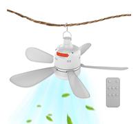 Ventilador de techo para camping, luz de ventilador de cenador al aire libre, control remoto, batería de larga duración y recargable por USB, dispositivo de refrigeración de velocidad ajustable para