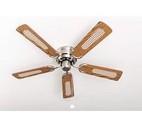 Ventilador de techo Pepeo Kisa Níquel cepillado de lujo sin luz - ala de roble/nogal incluyendo el interruptor de tirar